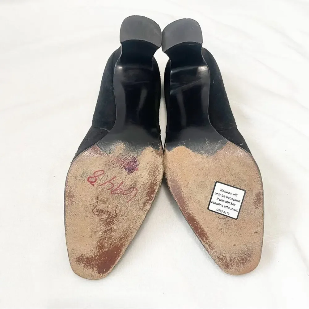 Stuart Weitzman black suede block heel shoes pumps size 6.5 bootie